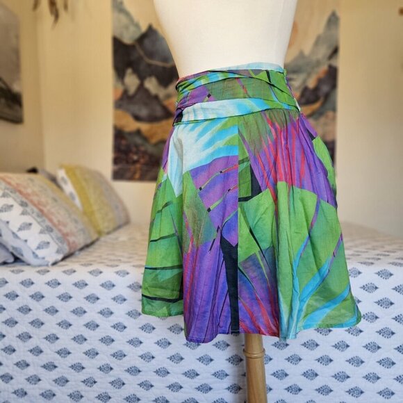 MNG A-Line Tropical Cotton Skirt – Size 10 | Boho Multicolor Summer Vibe - Picture 8 of 14